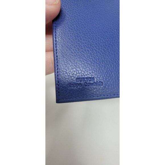 Buxton Wallet and Check Book Cover Soft Gems Nappa Cowhide Leather NOS Blue vtg - Picture 6 of 8